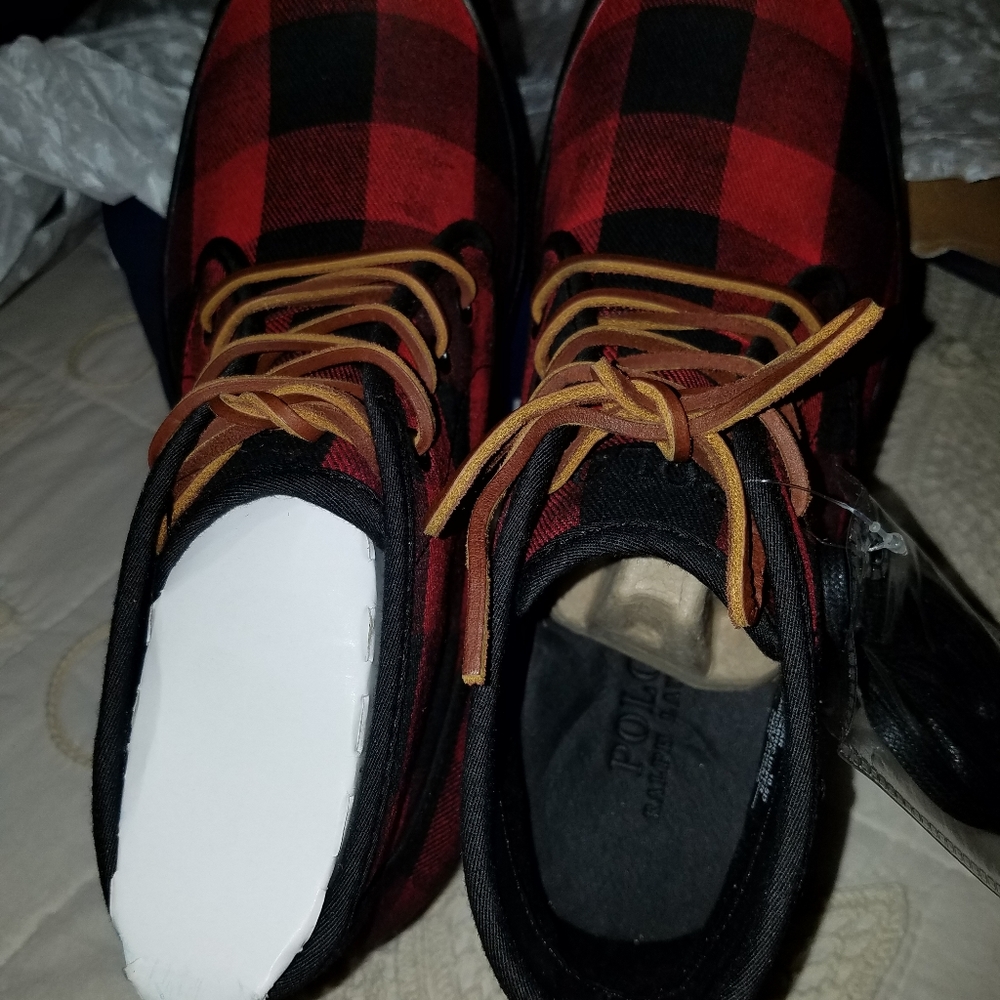 COPY - Polo Ralph Lauren men's boots size 10.5D red buff chck/canvas NWT in the…